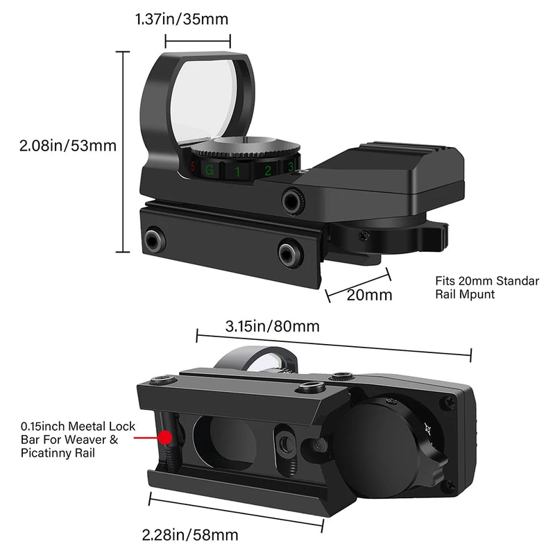 Hot 20mm Rail Riflescope Hunting Optics Holographic Red Dot Sight Reflex 4 Reticle Scope Collimator Sight