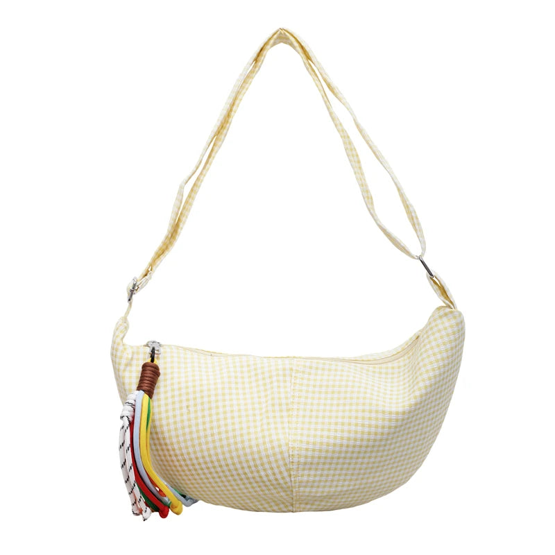Microfiber Plaid Zipper Hobos Bags 2026 Spring/summer New Versatile Bags Daily Commute Fashion Portable Crossbody Bags