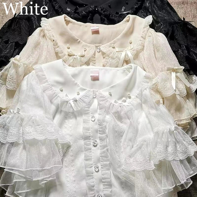 Japanese Lolita Style Lace Ruffles Blouses Summer Women - View 21 | SAMAG