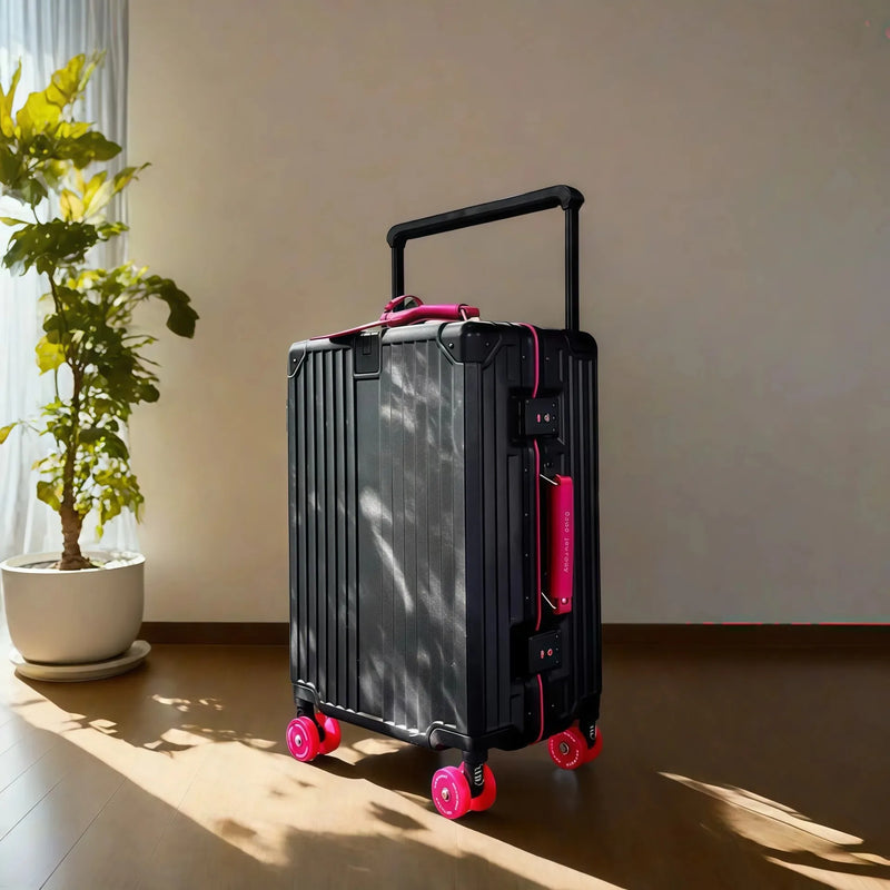 BunnyFly Wide Handlebar Travel Trolley Suitcase with Colorful Silent Wheels TSA Lock Rolling Luggage Large Capacity PC Material