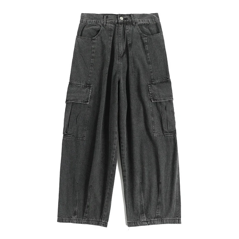 Baggy Jeans Trousers Male Denim Pants Black Wide Leg | SAMAG