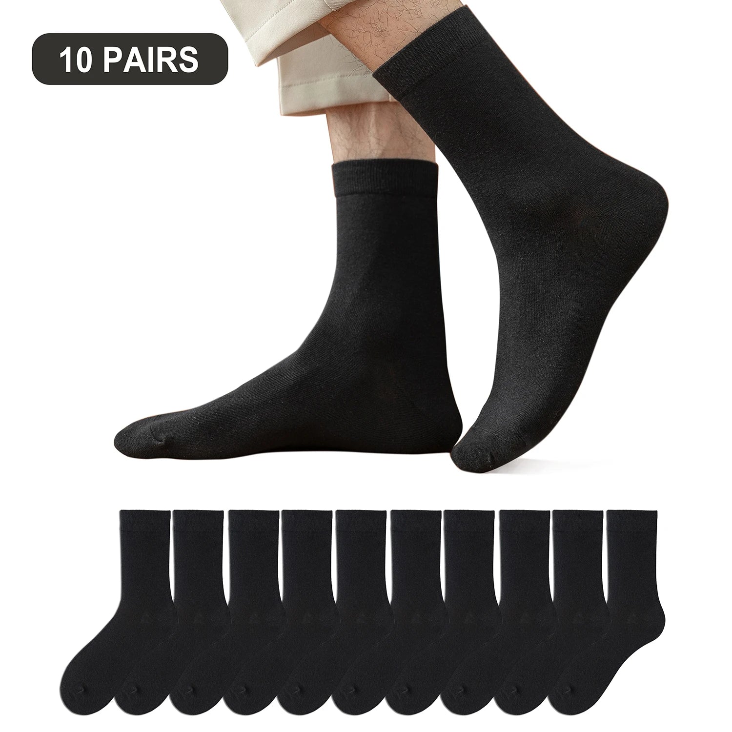 10 Pairs New Men's Cotton Socks Black Business Soft | SAMAG