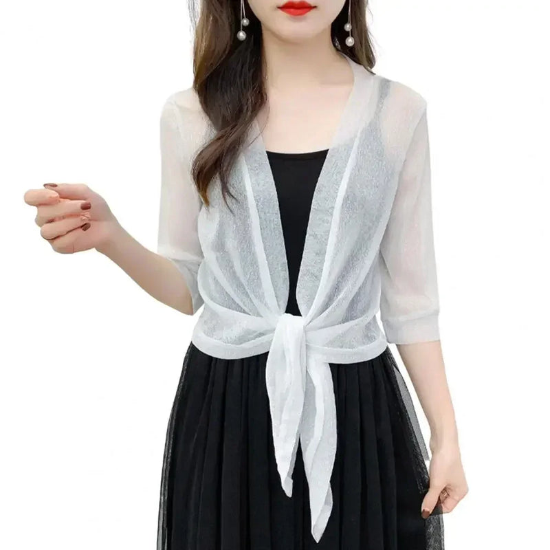 Women's Sparkling Lace - Up Cardigan Summer Sheer Cover Up - View 11 | SAMAG