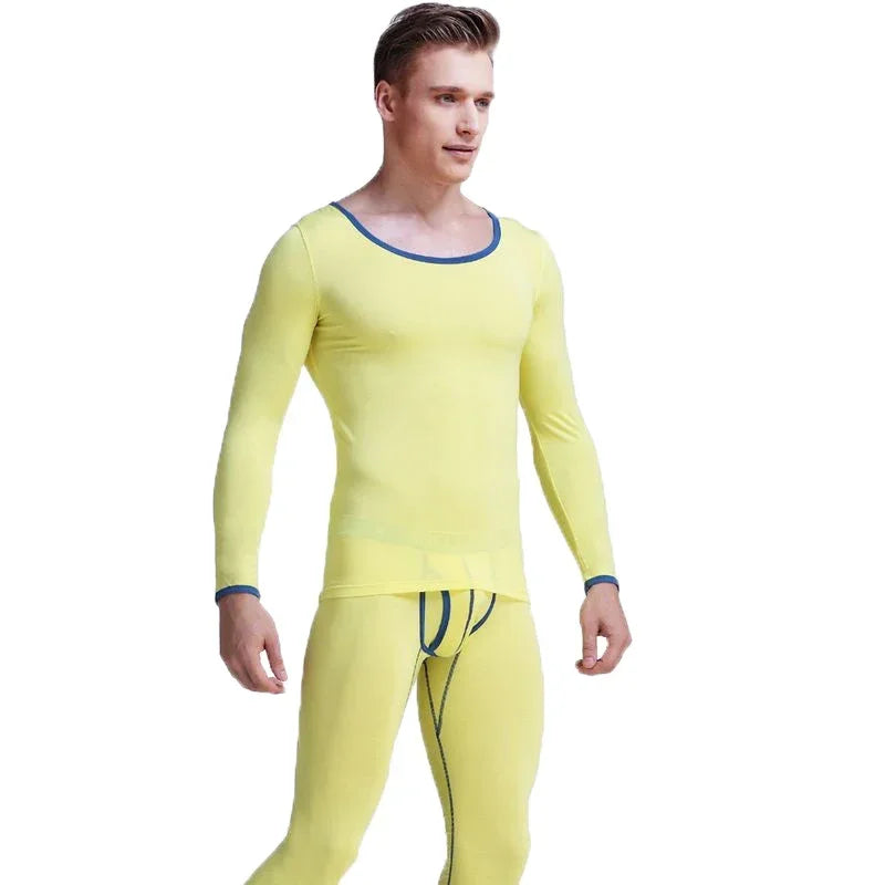 Men thin Model slim round neck base shirt long Johns youth warm suit underwear men