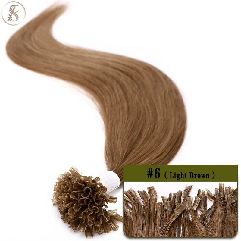 TESS U Tip Fusion Hair Extensions Microlink Keratin Hair Extensions 1g/pc Human Hair Capsules Pre Bonded Natural Hair Extensions