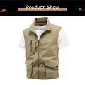 Tops 2025 New Summer Men Outdoor Camping Fishing Webbed Vest Men Sleeveless Many Pocket Tool Gear Loose Thin Vest Male Waistcoat