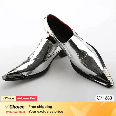 New Men's Dressing Shoes Luxury Silver Serpentine | SAMAG