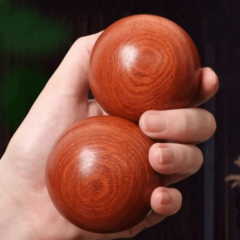 2Pcs Chinese Style Wooden Baoding Balls Massage Antique Stress Ball Hand Exercise Massage Balls Desktop Use