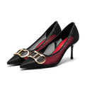 C-H High Heels Red 2026 Spring New Hollow Business Women's Shoes 7cm Red Evening Shoes net