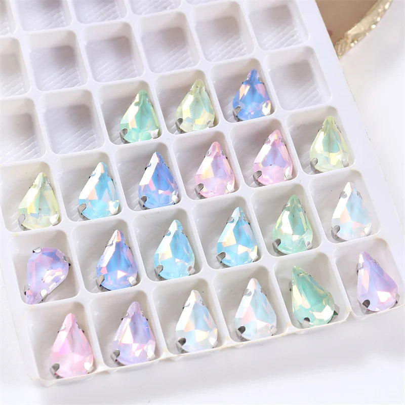 8x13mm Teardrop Crystal Sew On Rhinestone With Silver - View 4 | SAMAG