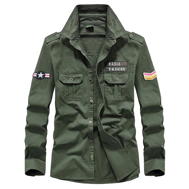 Men's Spring Cotton Casual Shirt Military Tooling | SAMAG