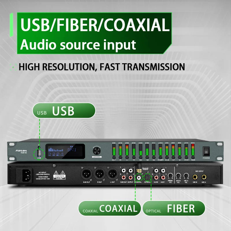 FUHAM EQD-66 Professional Home Pre-Stage Effector Microphone KTV Digital Reverb USB Bluetooth Howling Kara Processor