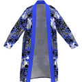 Men's blue and white baroque print bathrobe, light luxury leopard print floral long-sleeved home clothes, casual nightgown
