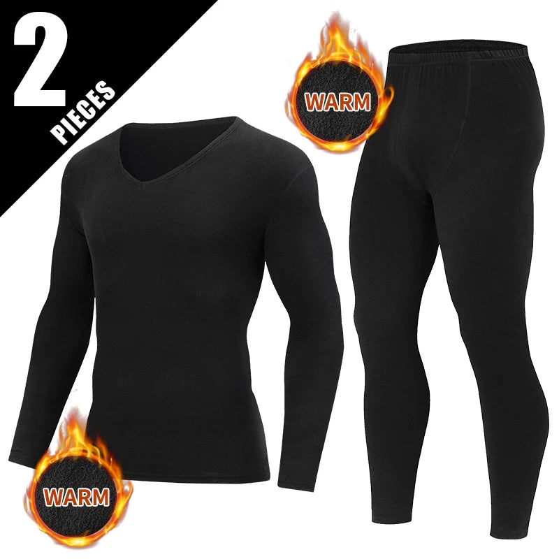 2-piece Men's Autumn/Winter V-neck Fashionable Casual Warm Suit Comfortable Sports And Fitness Long Sleeved Top Versatile Pants