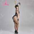 MOBBUNNY Yor Cosplay Costume Bunny Girl Lingerie Deep V Bodysuit with Headband and Gloves for Halloween