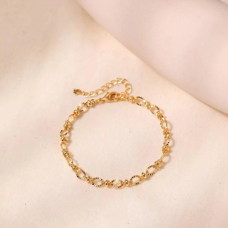 Hot luxury 18k Gold Filled creative Chain Bracelets for Women fashion Wedding accessories Party Gifts designer jewelry 18+4cm