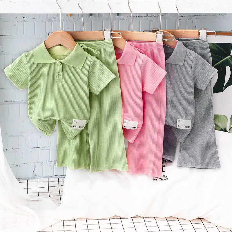 Summer Girls Sweet Sets Baby T - Shirt Stripes Suit Kids - View 2 | SAMAG