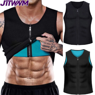 Zipper Sauna Tank Top for Men, Hot Neoprene Waist Trainer | SAMAG