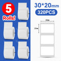 5 Rolls 30-50mm Thermal Label Paper Rolls White Color Waterproof for Niimbot B1 B21 B203 B3S Label Printer Barcode Name Printing