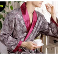 Plus Size 3XL 4XL 5XL Men Robe Sleepwear Navy Blue Stripe Kimono Bathrobe Gown with Pocket Summer Satin Home Clothes Lounge Wear
