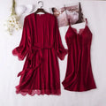 White Silk Pajamas Set Women Bride Wedding Robe Nightgown | SAMAG
