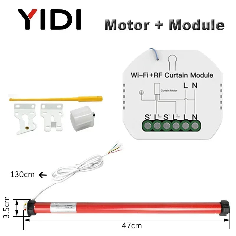 Customized Smart 25mm Curtain Motor Electric Roller Blinds Shutter Tubular Motor 38mm Tube Tuya Wifi Curtain Switch Moudle Alexa