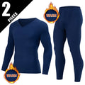 2-piece Men's  Warm Suit Autumn And Winter Solid Color V-neck Youth Thick Sports Fashion Autumn Clothes Autumn Pants Trend