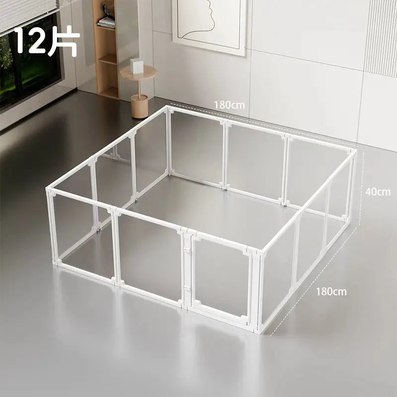 Clear Acrylic Dog Crate Playpen Easy Assemble Transparent Pet Pen Heavy-duty Plastic Puppy Fence with Wheels for Bunny Cat