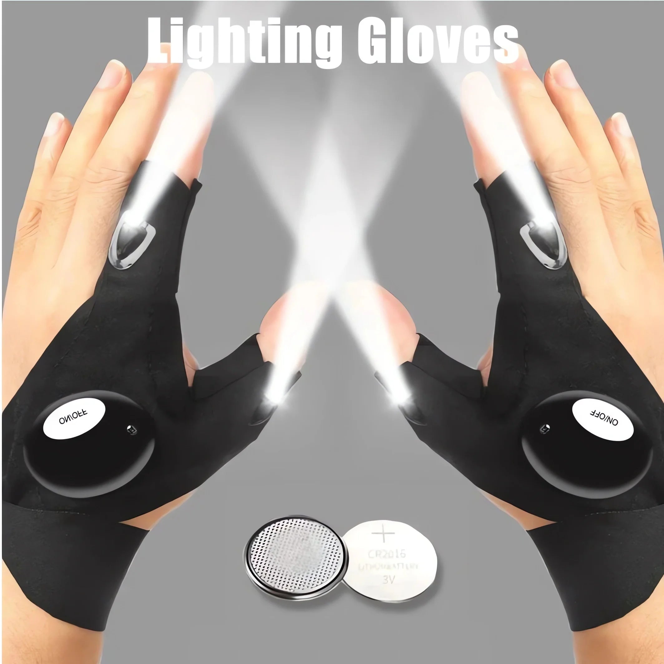 LED Flashlight Luminous Running Gloves Waterproof Cycling Camping Hiking Rescue Glove Lamp Lighting Gloves Fingerless Gloves