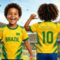 Boys Neymar No.10 Football Jersey Tee Shorts Set Women - View 3 | SAMAG