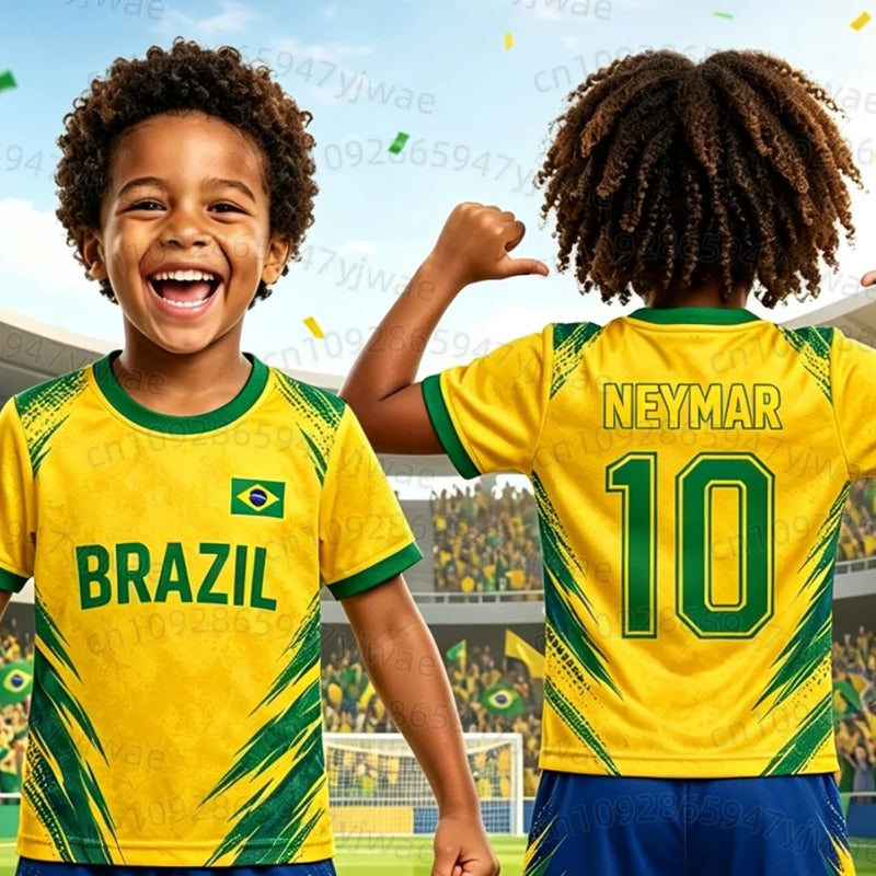 Boys Neymar No.10 Football Jersey Tee Shorts Set Women - View 3 | SAMAG