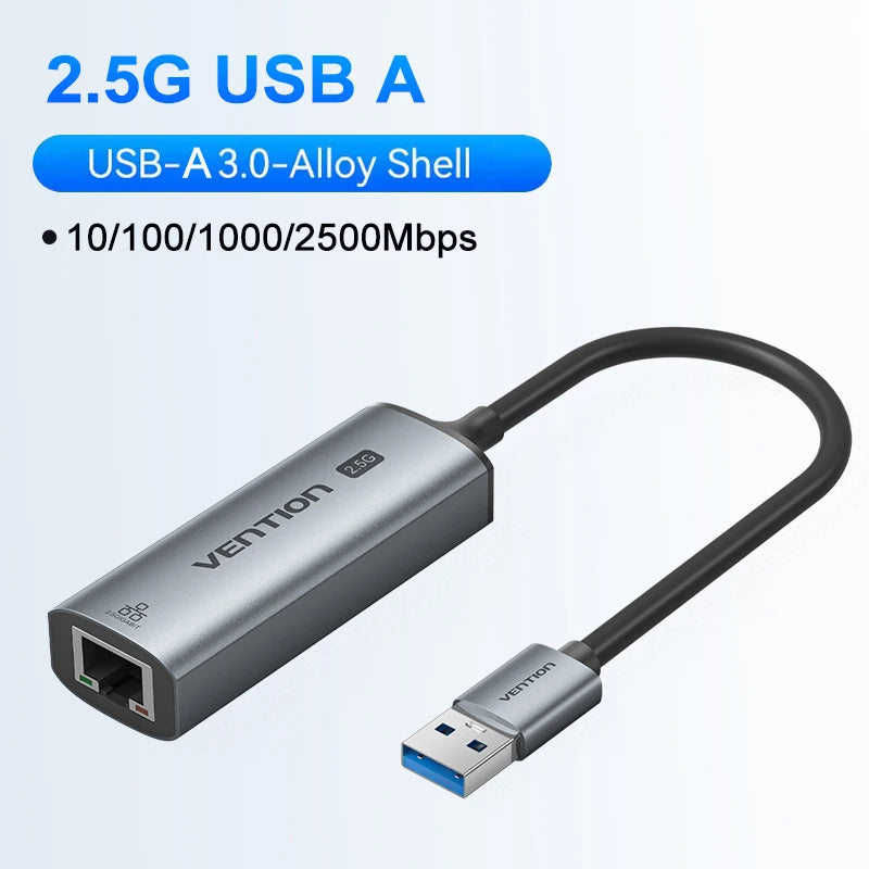 Vention USB A C 2.5G Ethernet Adapter 3.0 2500/1000 Mbps Network Card for MacBook iPad Lan RJ45 for PC - Visuel 8 | SAMAG