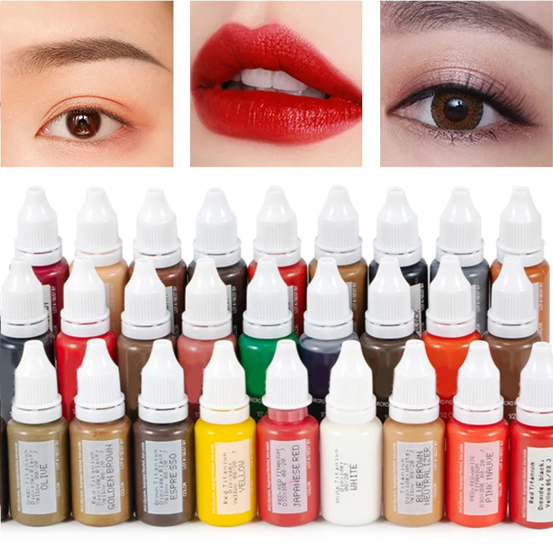 15ml Permanent Makeup Ink Color Natural Eyebrow Lips Dye Tattoo Ink Microblading Pigments For Body Beauty Tattoo Art Supplies