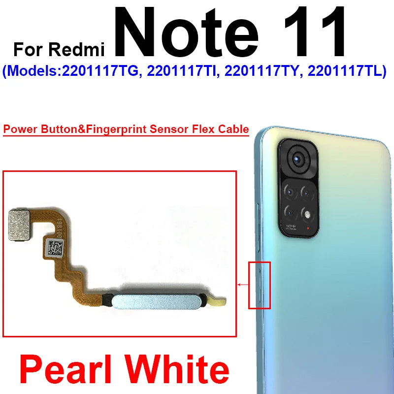 Fingerprint Sensor Flex Cable For Xiaomi Redmi Note 11 11 Pro 11Pro Plus 4G 5G Fingerprint Sensor Power Button Flex Ribbon Parts