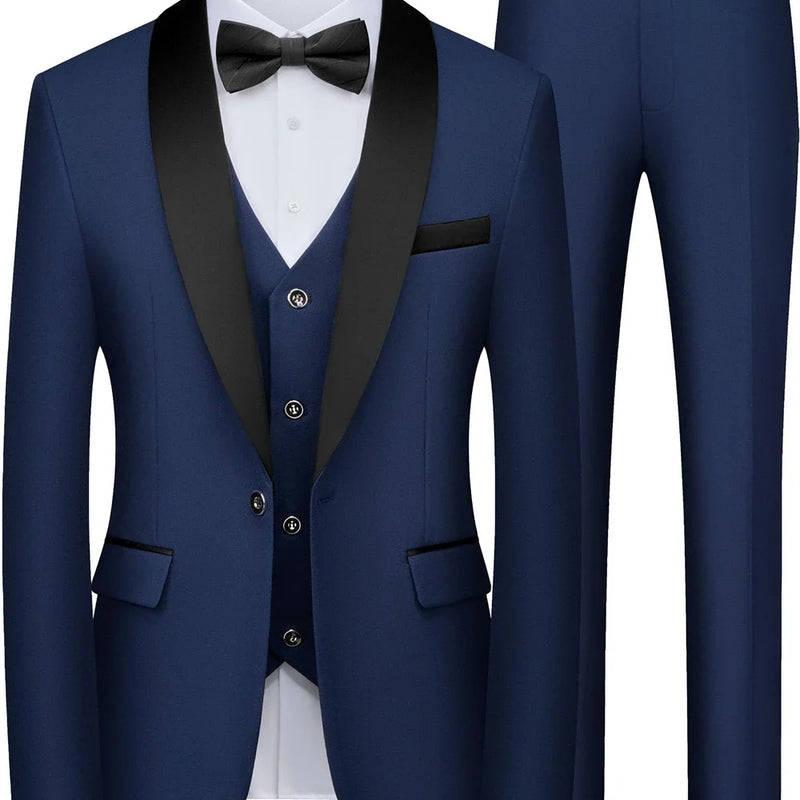 ULBYANRY Mens 3-Piece Suit Set (Jacket Vest Pants) Formal Business Tuxedo XXS-7XL Tailored Party Prom Wedding Suits