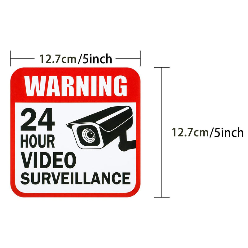 5 Sheets/Pack 5*5in 24 - Hour Surveillance Warning Label - View 6 | SAMAG