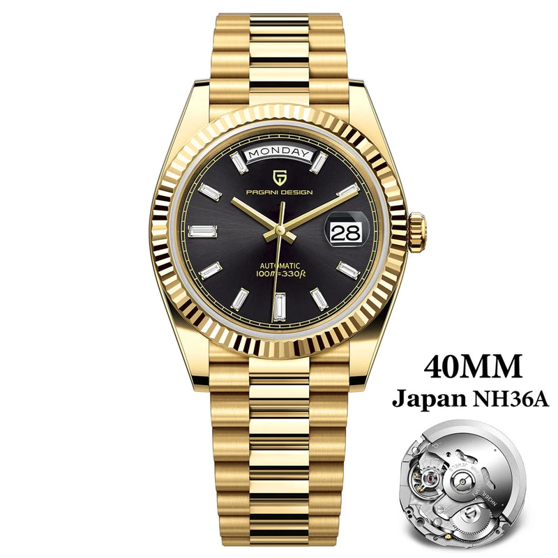 PAGANI DESIGN 2025 New Date Week 40MM Men's Watches Brand Luxury Gold Automatic Watch Men Waterproof Mechanical Wrist watch Men