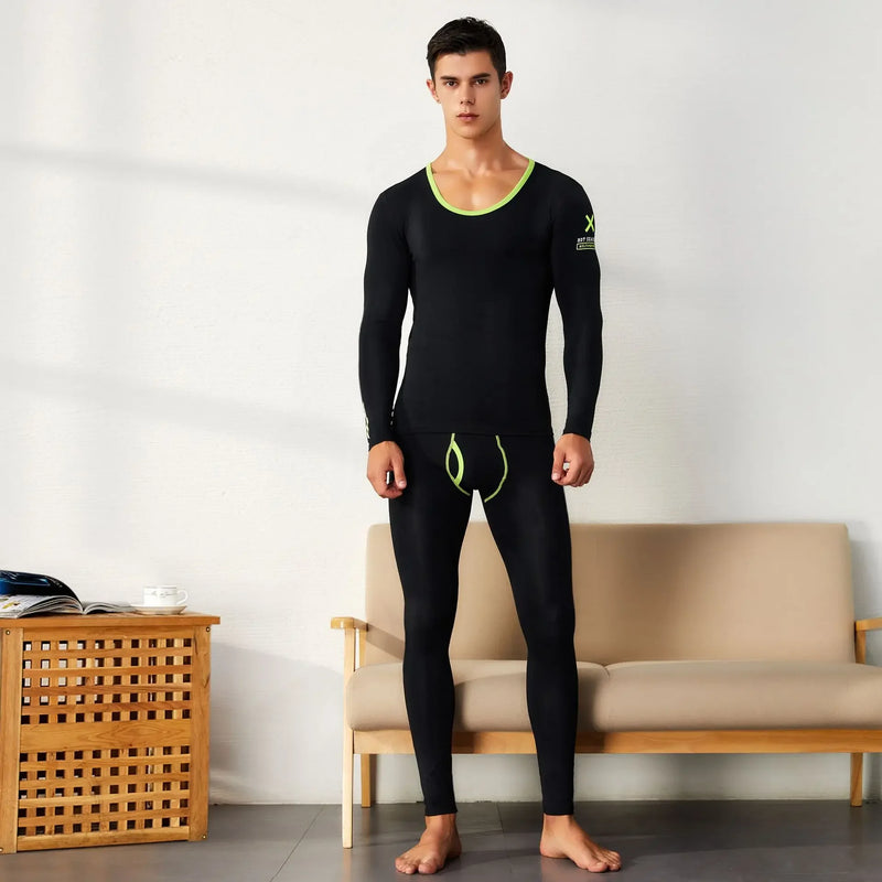 Men's thermal underwear set knitted cotton slim-fitting long johns men's underwear simple solid color XBT-81201