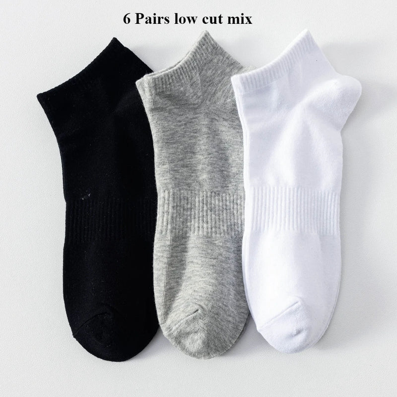 6 Pairs Plus Size EUR45-50 Men Socks Cotton Ankle Black | SAMAG