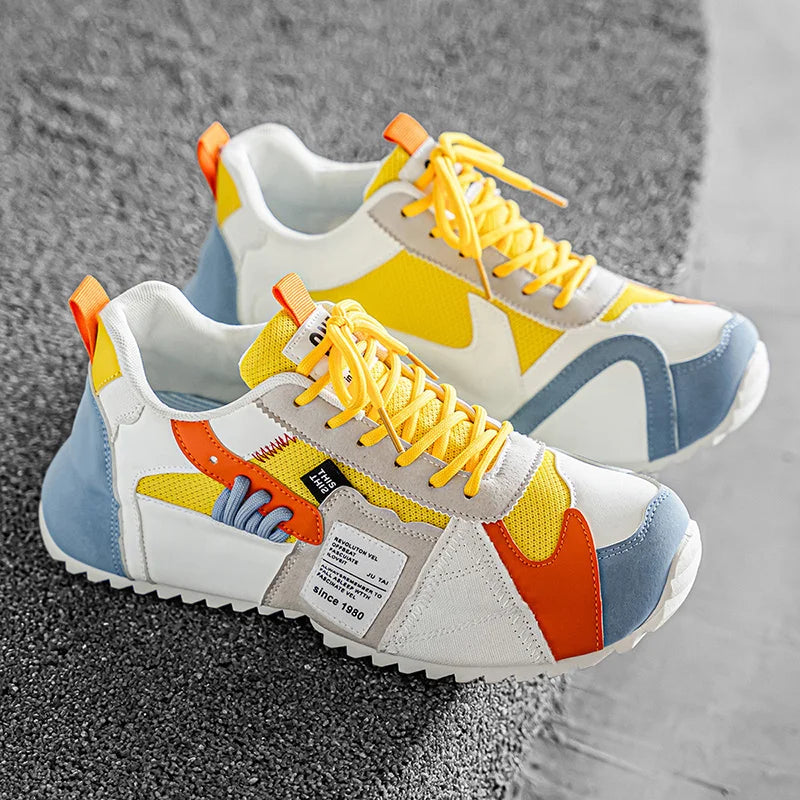 Men's Fashionable Casual Running Shoes Spring New Thick-Soled Height-Increasing Personality Street Outdoor Tennis Training Shoes
