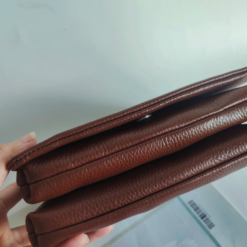 Zency New Soft Plain Color Leather Bag Multiple Pockets Women's Bag Genuine Leather Shoulder Crossbody Versatile Commuting Bag