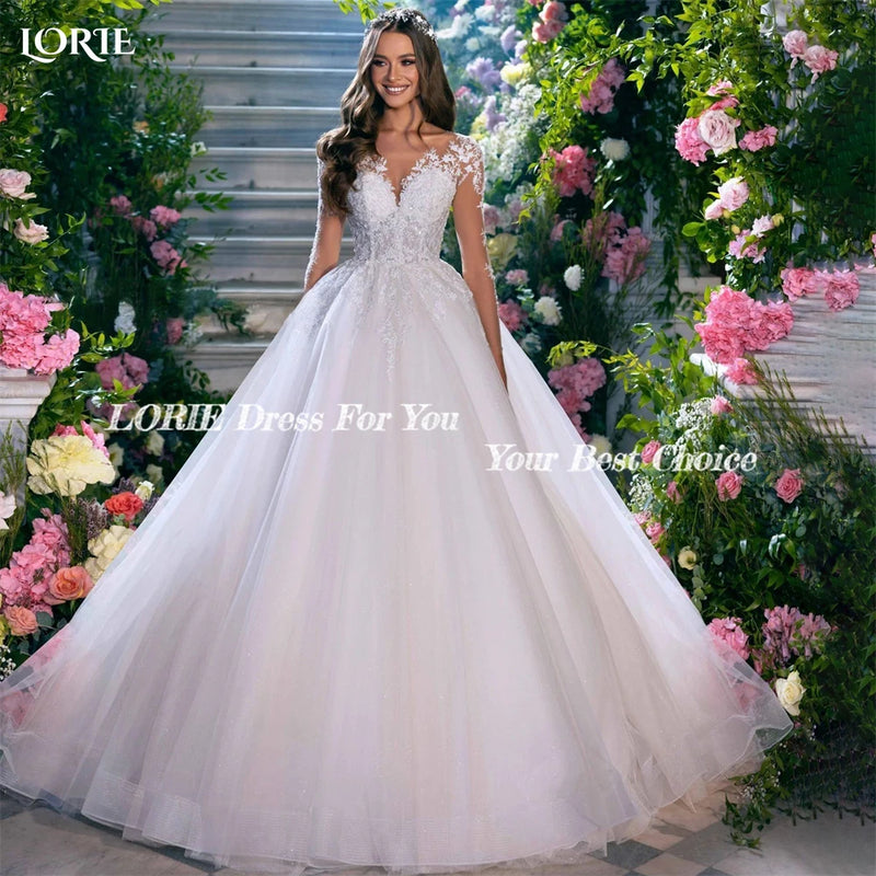 LORIE Arabia Vintage Lace Wedding Dresses Backless Button - View 2 | SAMAG