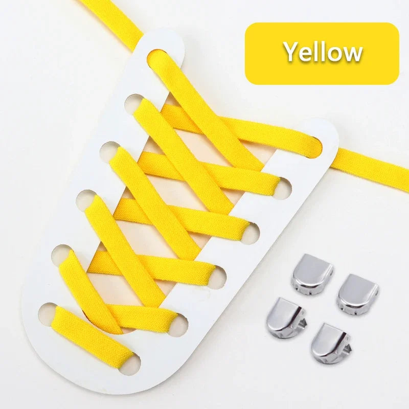 1Pair Elastic Laces Sneakers Tennis Flat Shoelaces No Tie Shoe Laces Without Ties Kids Adult 8mm Wide Shoelace Shoes Accessories