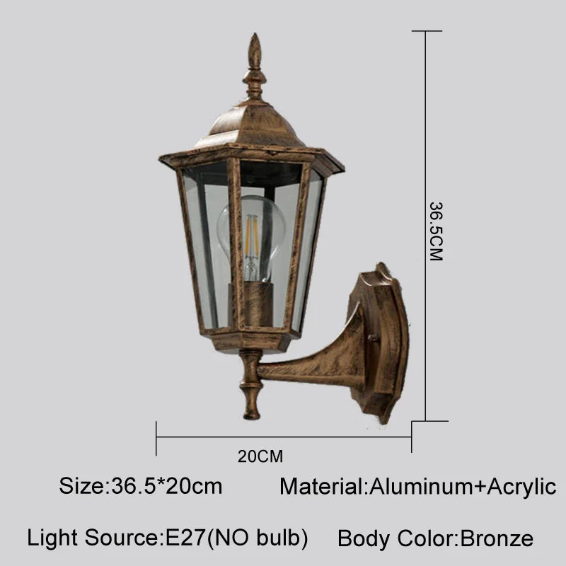 Europe Style Retro E27 Wall Lamp Courtyard Garden Outdoor Waterproof Lighting Aisel Stairs Residential Balcony Porch Fixtures
