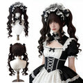 Blonde Pigtail Wig Long Curly Sweet Lolita Wigs with Bangs Heat Resistant Synthetic Hair For Women Halloween Cosplay Party Daily