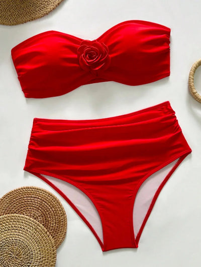 XS - XL 3D Flower Female Bandeau Swimsuit High Waist | SAMAG
