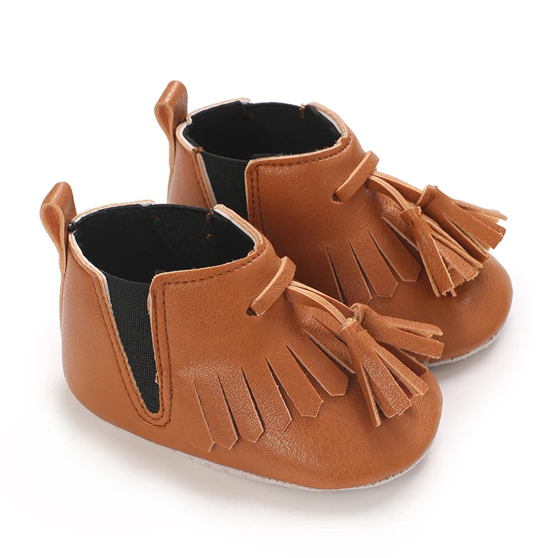 Brown Baptismal Baby Shoes For Boys And Girls Casual Soft Soled Non Slip Baby Shoes For 0-18 Months Baby Walking Shoes