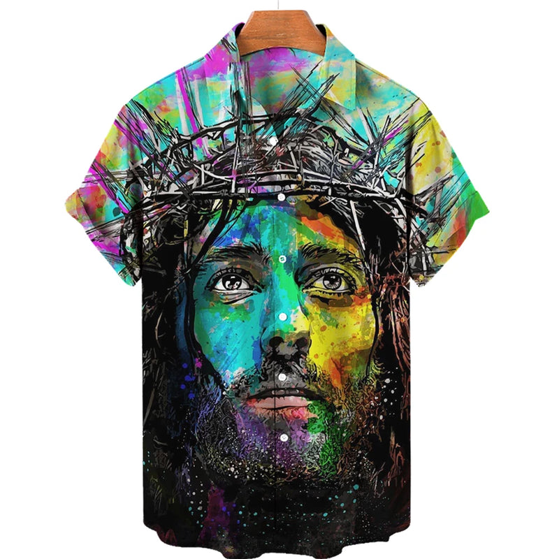 God Jesus Mary Hawaiian Shirts For Men's Crucified | SAMAG
