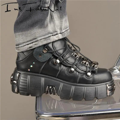 Casual Female Runway Shoes Platform Metal Toe Chunky | SAMAG