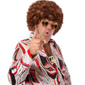 Men Synthetic Wig Hat Curly Hair Cap Sunglasses Necklace 3 PCS Set Funny 70s Disco Hippie Hair Props Party Hip Hop Dance Costume
